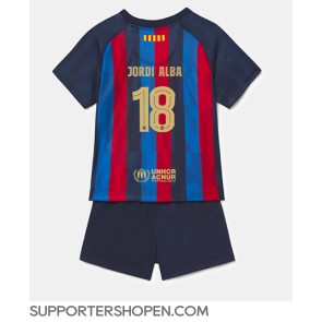 Barcelona Jordi Alba #18 Hemmatröja Barn 2022-23 Kortärmad (+ korta byxor)